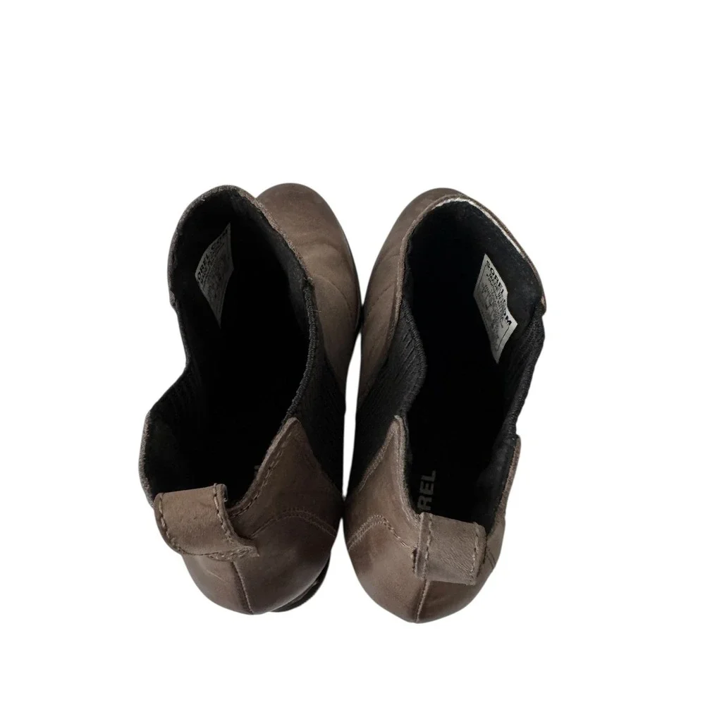 Sorel Joan of‎ Atric Wedge II Ankle Boots Waterproof Leather Brown Gray 9